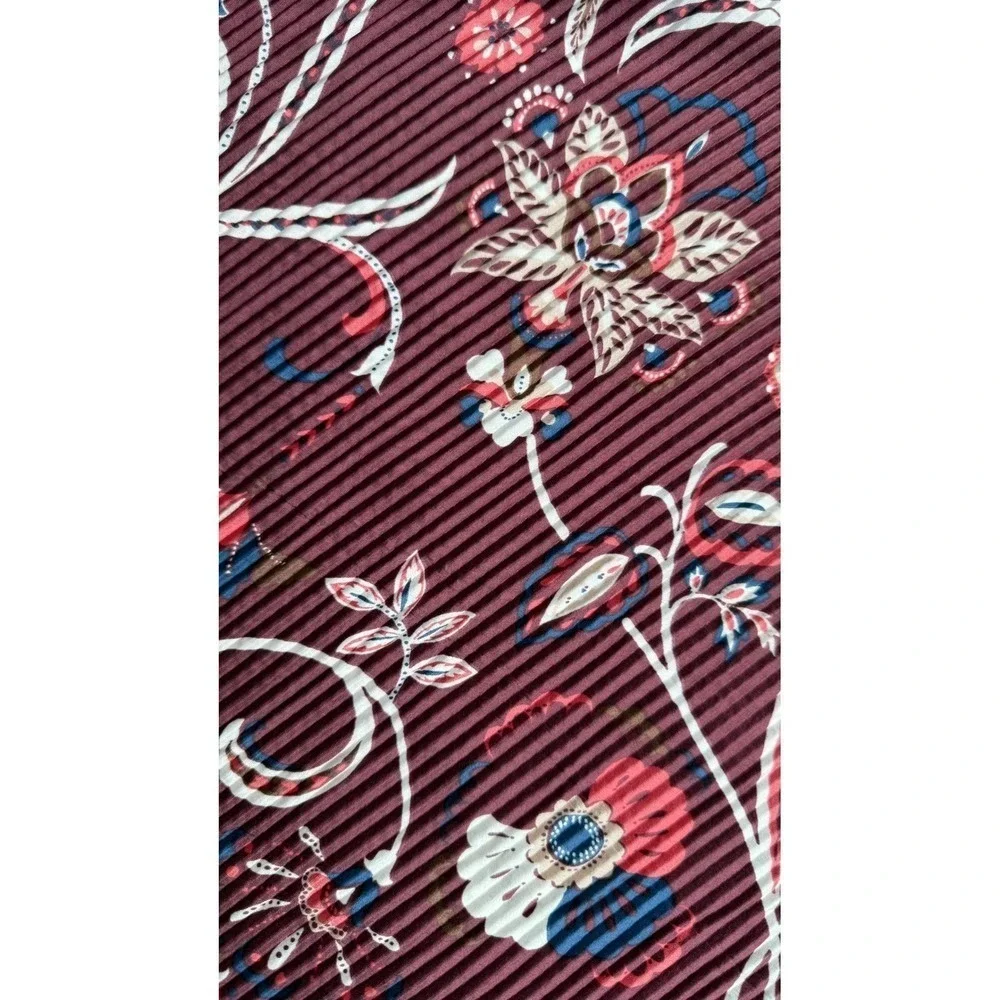 Talbots‎ Burgundy Floral Accordion Pleated Scarf 100% Recycled Polyester NEW